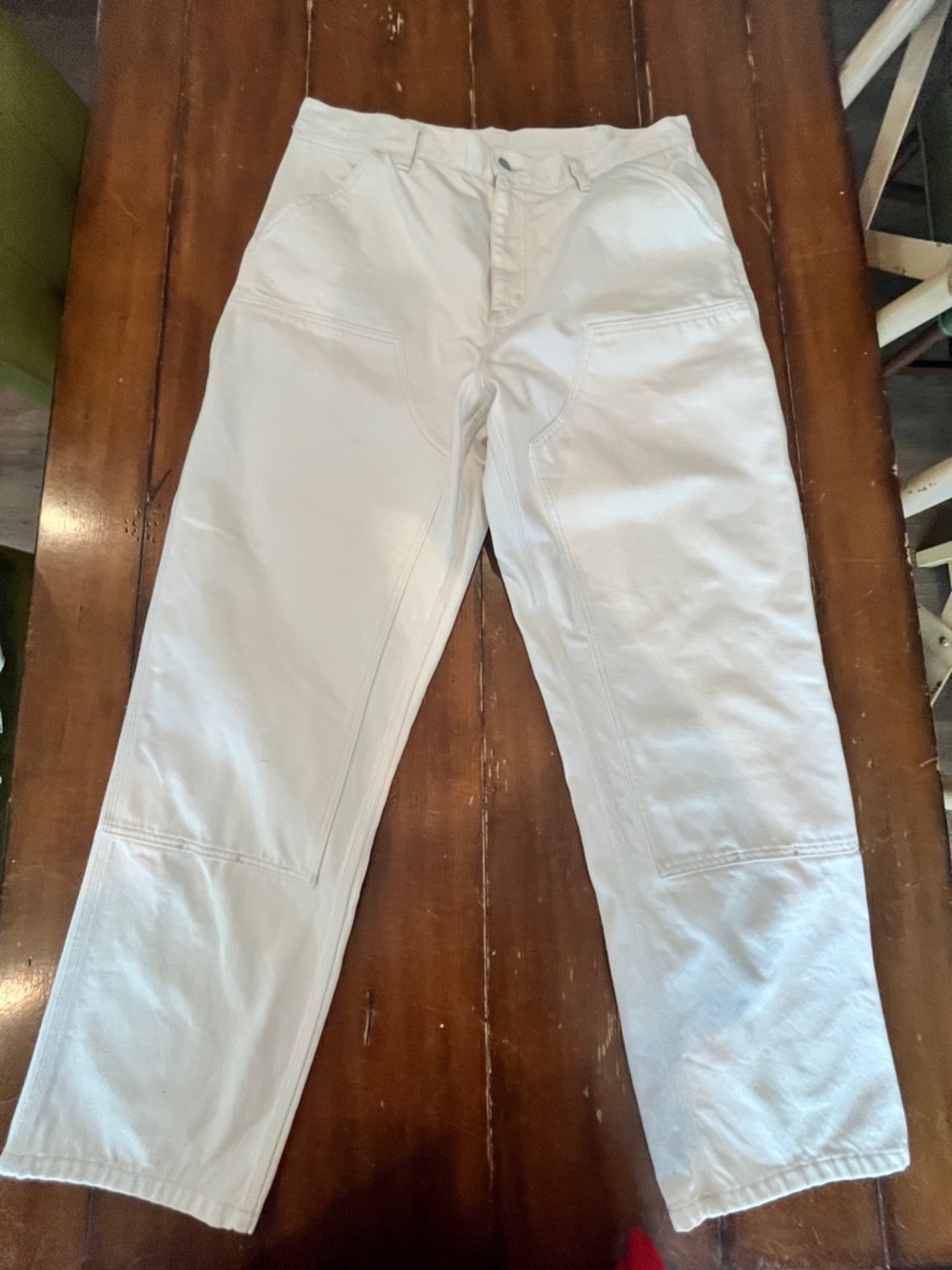 Carhartt Double Knee Carpenter Pants 36x32 Cream Canvas Workwear Y2K EUC